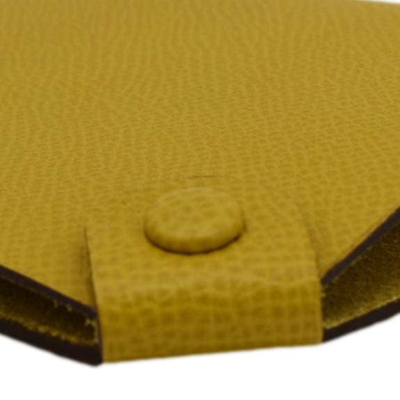 HERMES Tarmac Leather Passport Holder Yellow