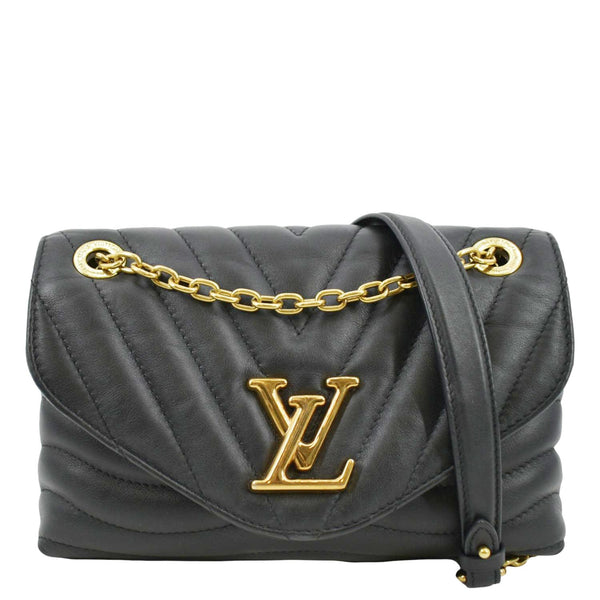 LOUIS VUITTON New Wave Chain MM Calfskin Leather Shoulder Bag Black