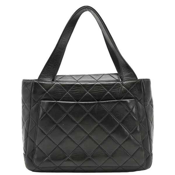 CHANEL Classic Flap Vintage Quilted Leather Tote Bag Black back look