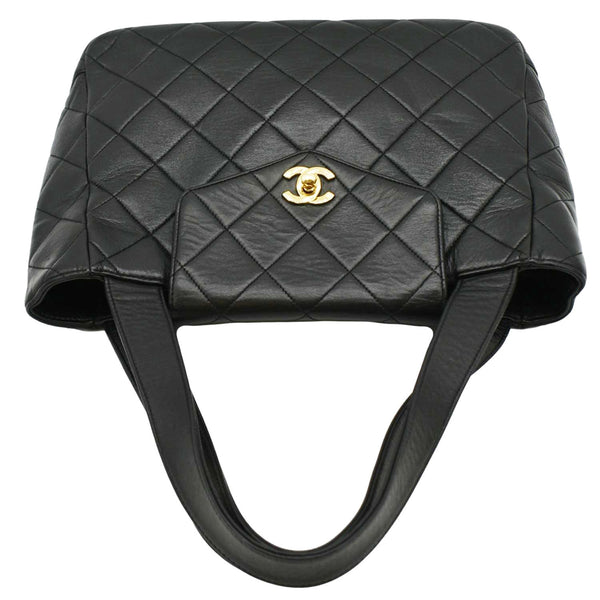 CHANEL Classic Flap Vintage Quilted Leather Tote Bag Black upper look