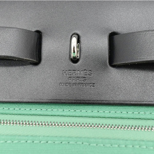 HERMES Herbag Zip 31 Toile Canvas Tote Shoulder Bag Green