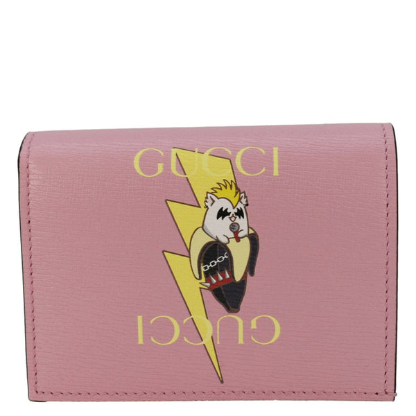 GUCCI  Bananya Print Leather Card Case Holder Pink 701009