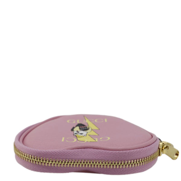 GUCCI Bananya Heart Shape Leather Coin Case Pink 701062