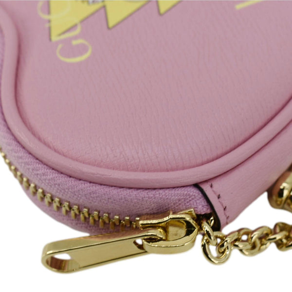 GUCCI Bananya Heart Shape Leather Coin Case Pink 701062