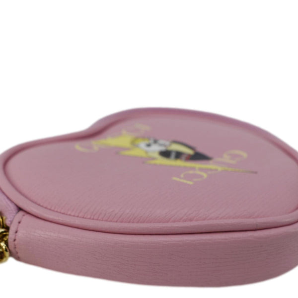 GUCCI Bananya Heart Shape Leather Coin Case Pink 701062