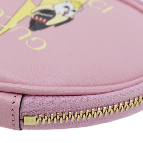 GUCCI Bananya Heart Shape Leather Coin Case Pink 701062