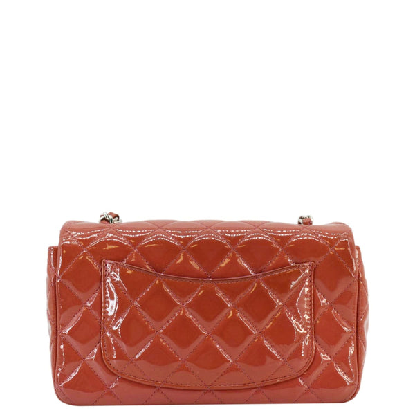 CHANEL CC Mini Rectangular Flap Quilted Patent Leather Crossbody Bag Red