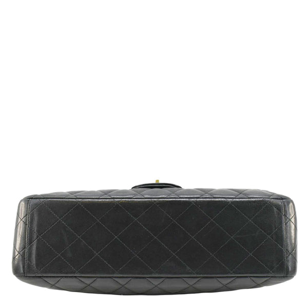 CHANEL Maxi Classic Single Flap Quilted Leather Crossbody Bag Black