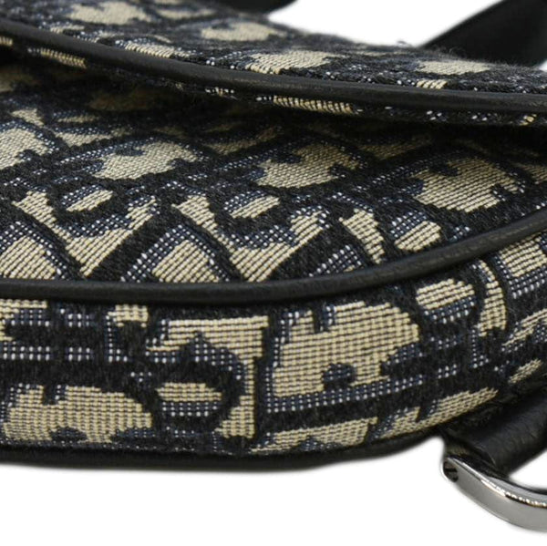 CHRISTIAN DIOR Saddle Oblique Jacquard Belt Crossbody Bag Navy Blue