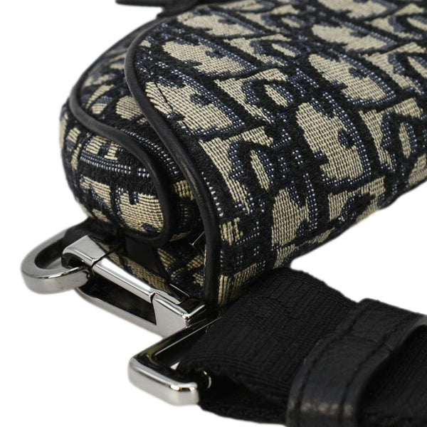 CHRISTIAN DIOR Saddle Oblique Jacquard Belt Crossbody Bag Navy Blue