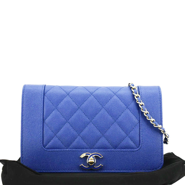 CHANEL Mademoiselle Vintage Flap Quilted Leather Shoulder Bag Blue