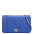 CHANEL Mademoiselle Vintage Flap Quilted Leather Shoulder Bag Blue