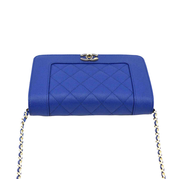 CHANEL Mademoiselle Vintage Flap Quilted Leather Shoulder Bag Blue