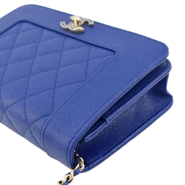 CHANEL Mademoiselle Vintage Flap Quilted Leather Shoulder Bag Blue