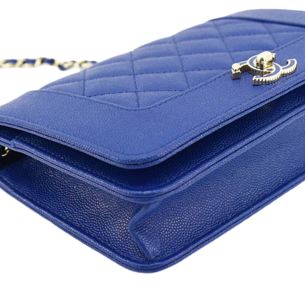 CHANEL Mademoiselle Vintage Flap Quilted Leather Shoulder Bag Blue