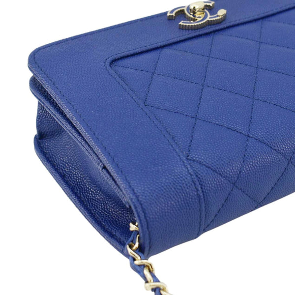 CHANEL Mademoiselle Vintage Flap Quilted Leather Shoulder Bag Blue