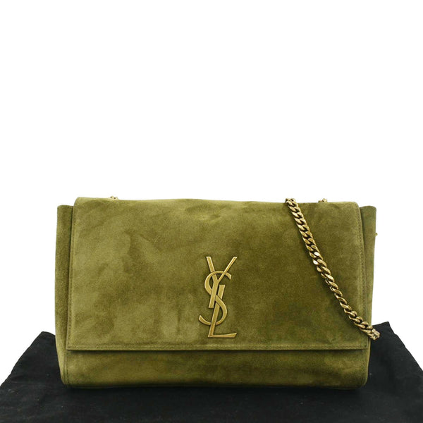 YVES SAINT LAURENT Kate Reversible Suede Shoulder Bag Grassy Green