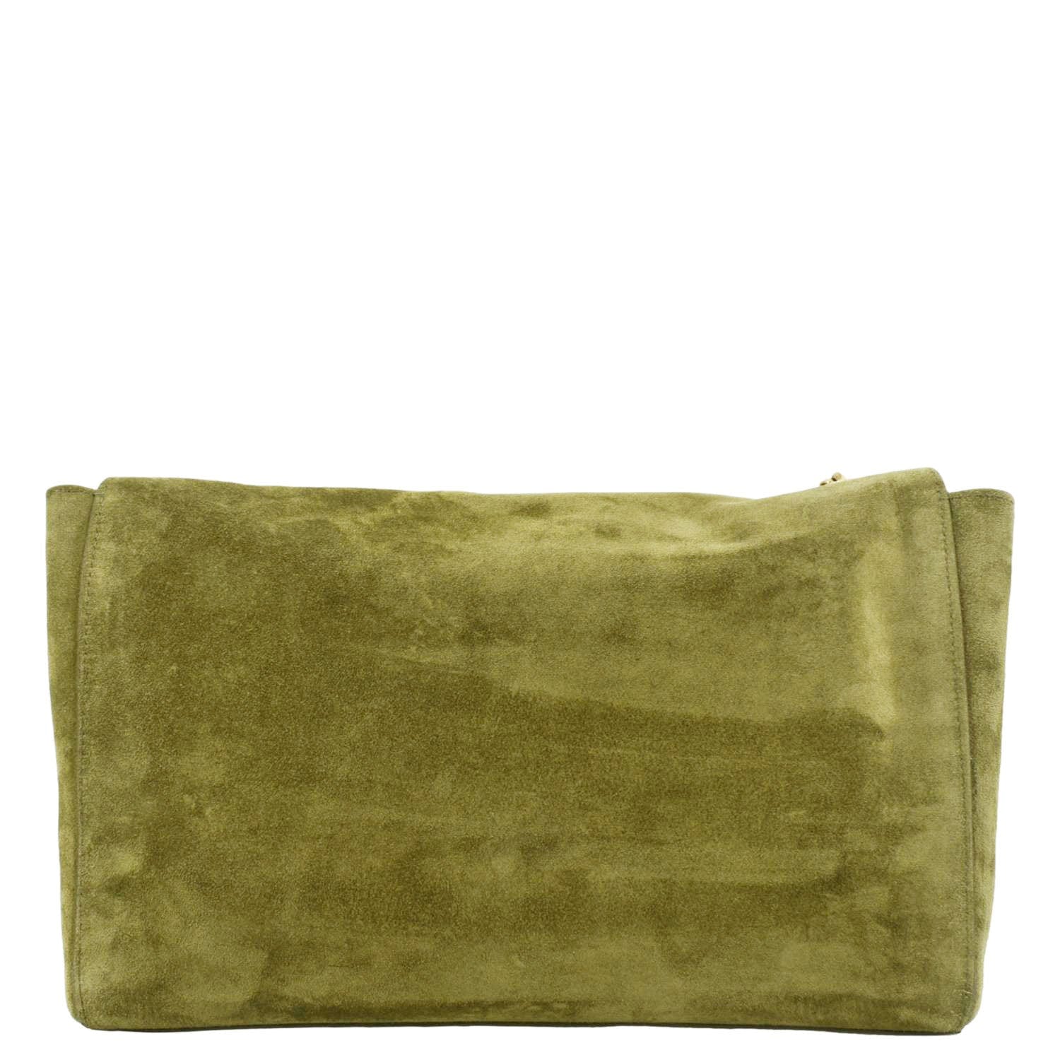 YVES SAINT LAURENT Kate Reversible Suede Shoulder Bag Grassy Green