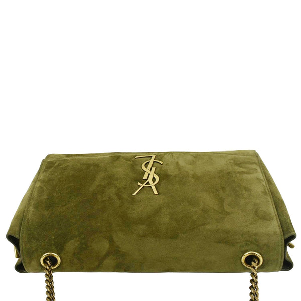 YVES SAINT LAURENT Kate Reversible Suede Shoulder Bag Grassy Green