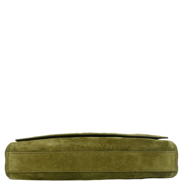 YVES SAINT LAURENT Kate Reversible Suede Shoulder Bag Grassy Green