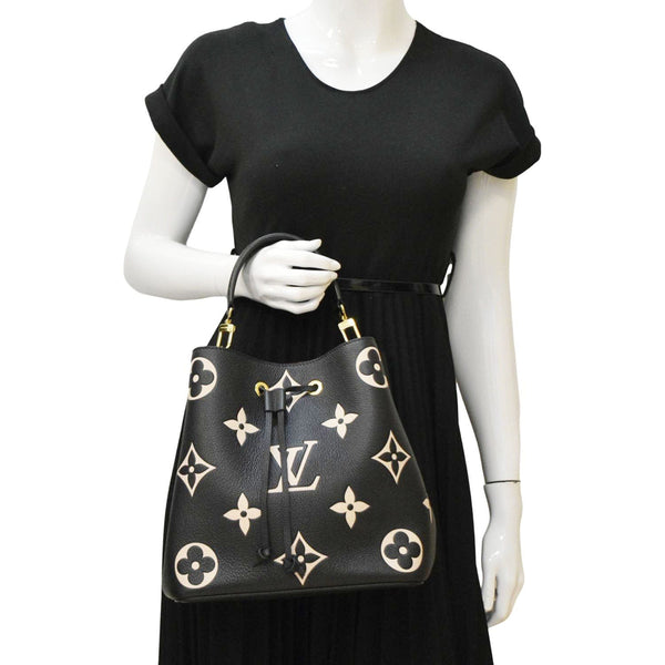 LOUIS VUITTON NeoNoe MM Bicolor Monogram Empreinte Shoulder Bag Black