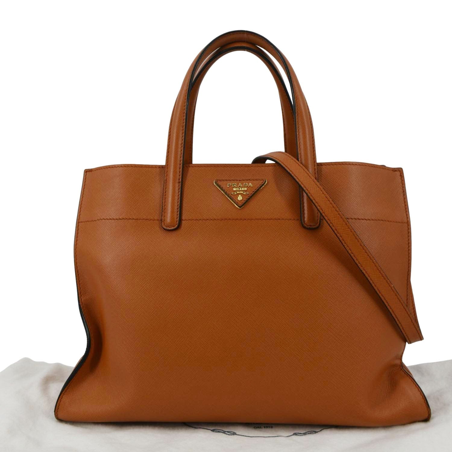 Prada handbags orange top leather