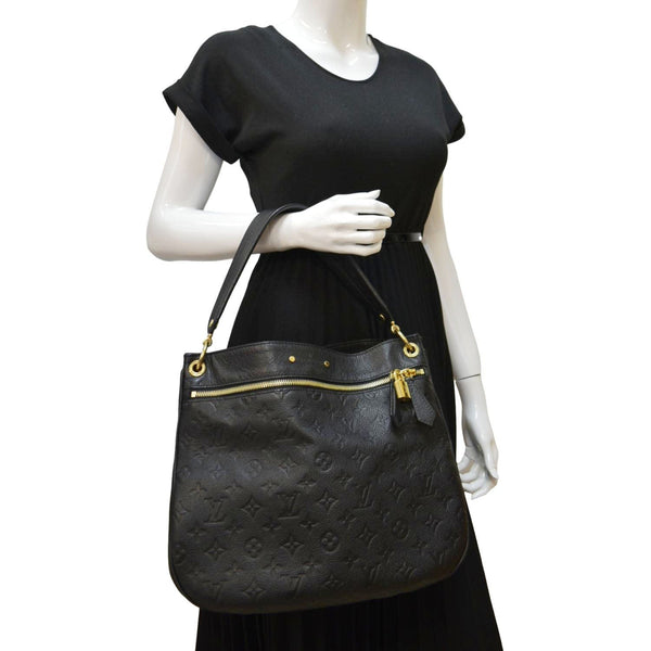 LOUIS VUITTON Spontini Empreinte Leather Shoulder Bag Black