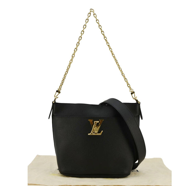 LOUIS VUITTON Lock and Walk Lockme Leather Bucket Shoulder Bag Black