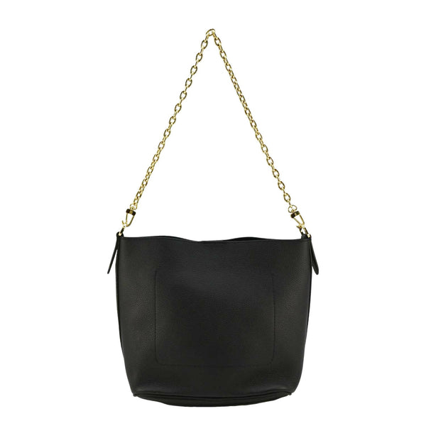 LOUIS VUITTON Lock and Walk Lockme Leather Bucket Shoulder Bag Black