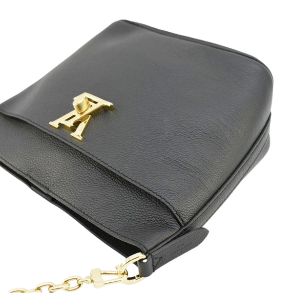 LOUIS VUITTON Lock and Walk Lockme Leather Bucket Shoulder Bag Black