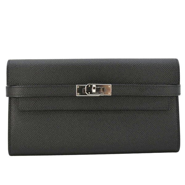 HERMES Kelly To Go Leather Wallet Black