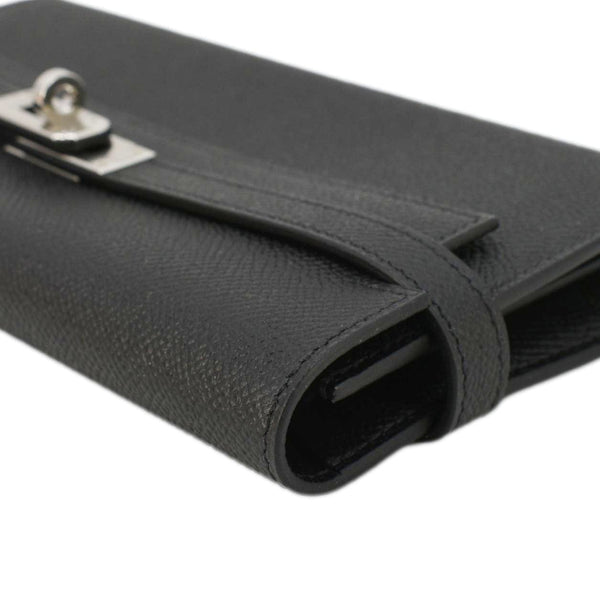 HERMES Kelly To Go Leather Wallet Black