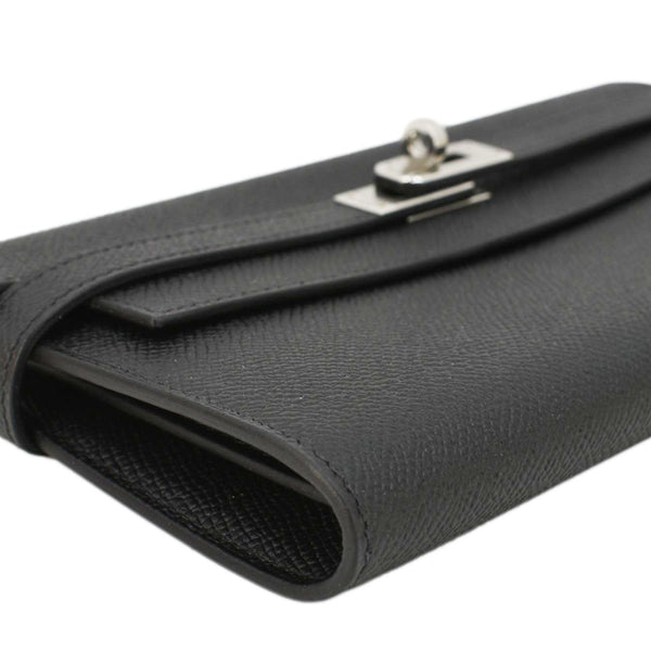 HERMES Kelly To Go Leather Wallet Black