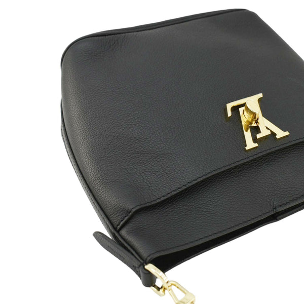 LOUIS VUITTON Lock and Walk Lockme Leather Bucket Shoulder Bag Black