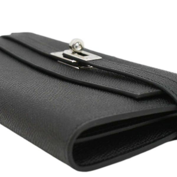 HERMES Kelly To Go Leather Wallet Black