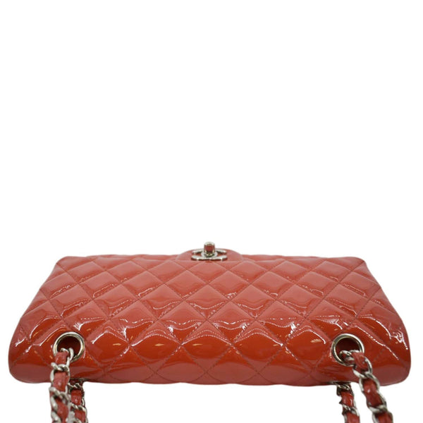 CHANEL Jumbo Flap Quilted Patent Leather Shoulder Bag Red