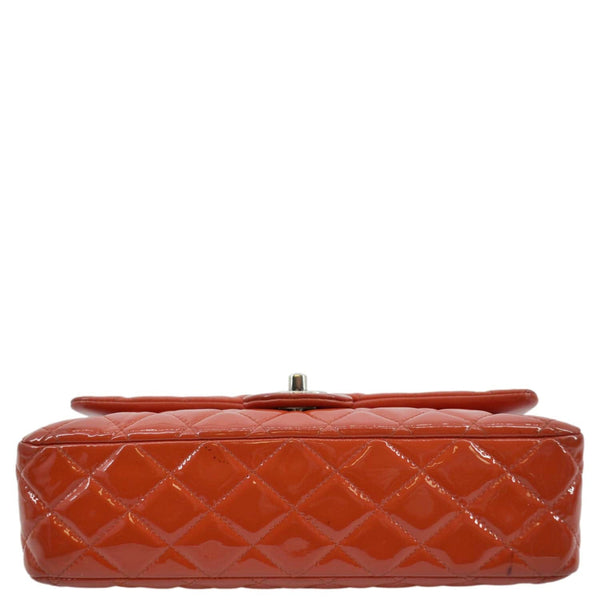 CHANEL Jumbo Flap Quilted Patent Leather Shoulder Bag Red