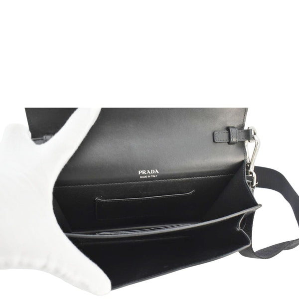 PRADA City Envelope Mini Saffiano Leather Crossbody Bag Black