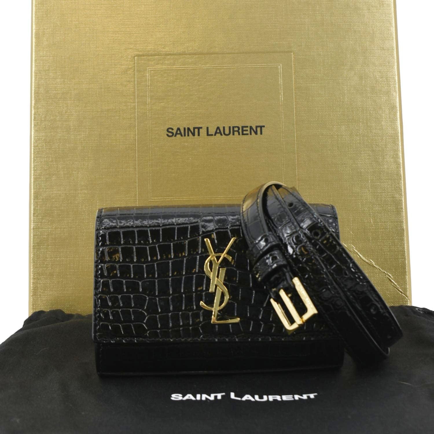 Saint Laurent crocodile-embossed leather pouch - Black