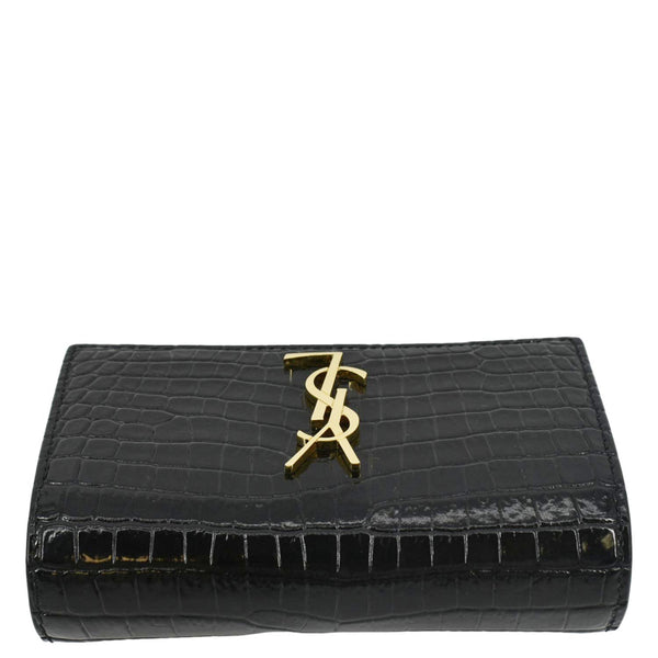 YVES SAINT LAURENT Kate Crocodile Embossed Leather Belt Bag Black