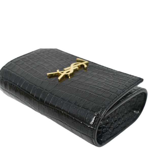 YVES SAINT LAURENT Kate Crocodile Embossed Leather Belt Bag Black