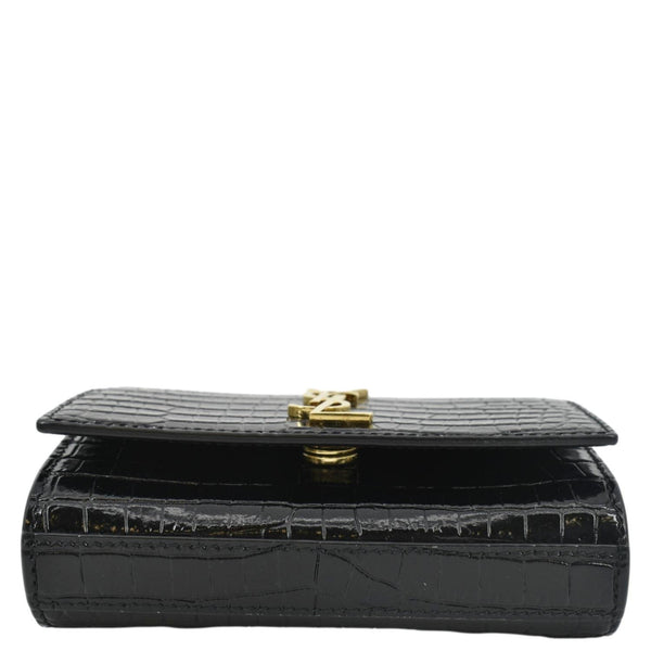 YVES SAINT LAURENT Kate Crocodile Embossed Leather Belt Bag Black