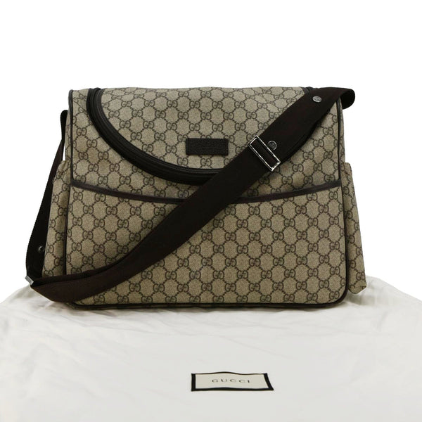 GUCCI Diaper GG Supreme Monogram Canvas Shoulder Bag Beige back side