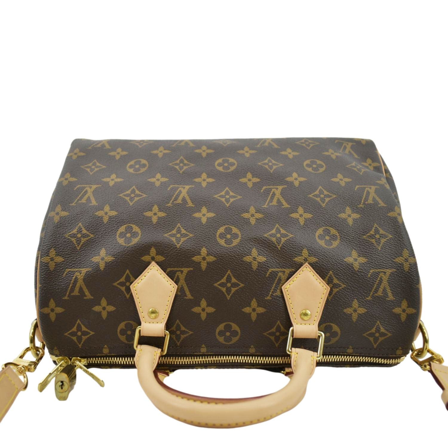 LOUIS VUITTON Speedy 30 Bandouliere Monogram Canvas Shoulder Bag Brown