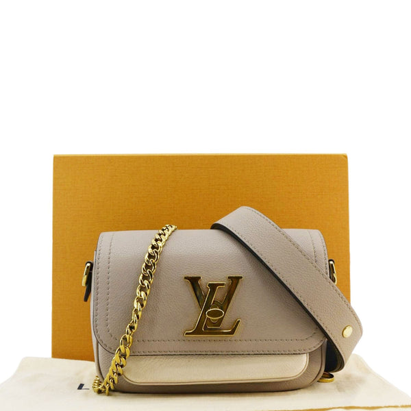 LOUIS VUITTON Lockme Tender Grained Calfskin Leather Shoulder Bag Greige