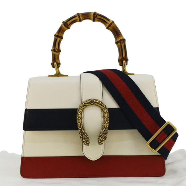 GUCCI Dionysus Bamboo Medium Leather Top Handle Shoulder Bag White 448075