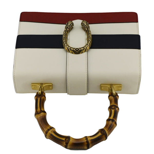 GUCCI Dionysus Bamboo Medium Leather Top Handle Shoulder Bag White 448075