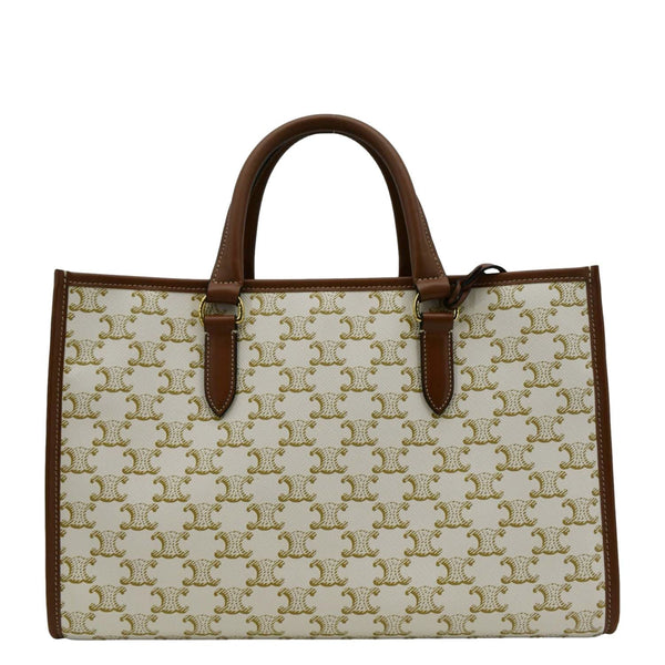 CELINE Horizontal Cabas Triomphe Canvas Tote Cream