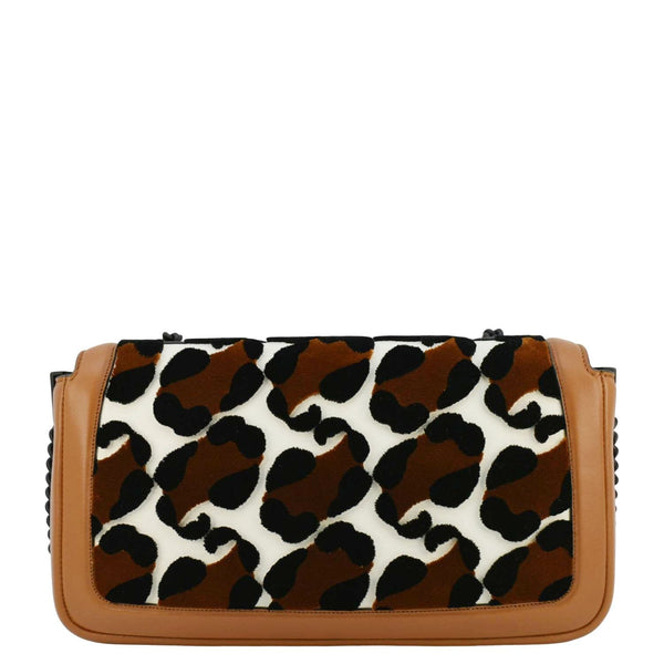 FENDI Baguette Mini Leopard Print Calf Leather Shoulder Bag Brown