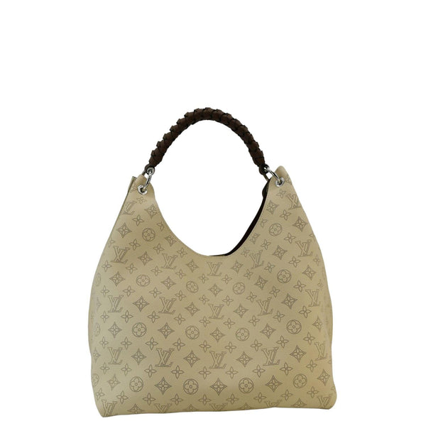 LOUIS VUITTON Carmel Mahina Leather Hobo Bag Creme Beige